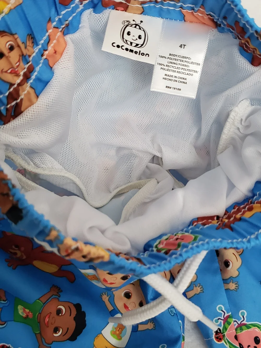 Kids Blue Cartoon Swim Trunks